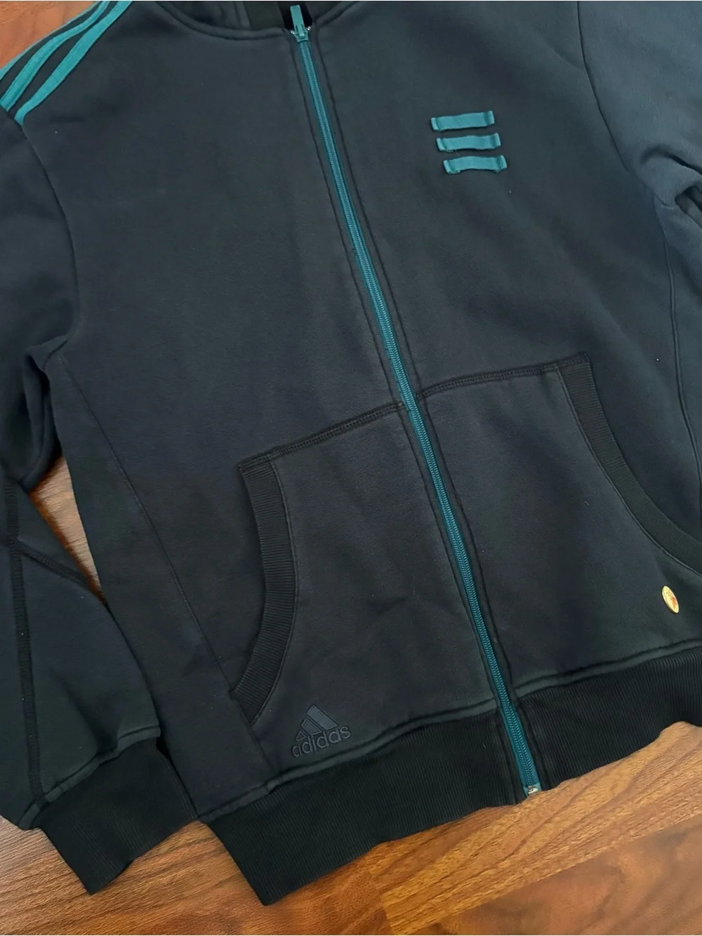 Y2K 2000s Liverpool FC Adidas Sample 1/1 Black Zip Up Hoodie Teamgeist Football